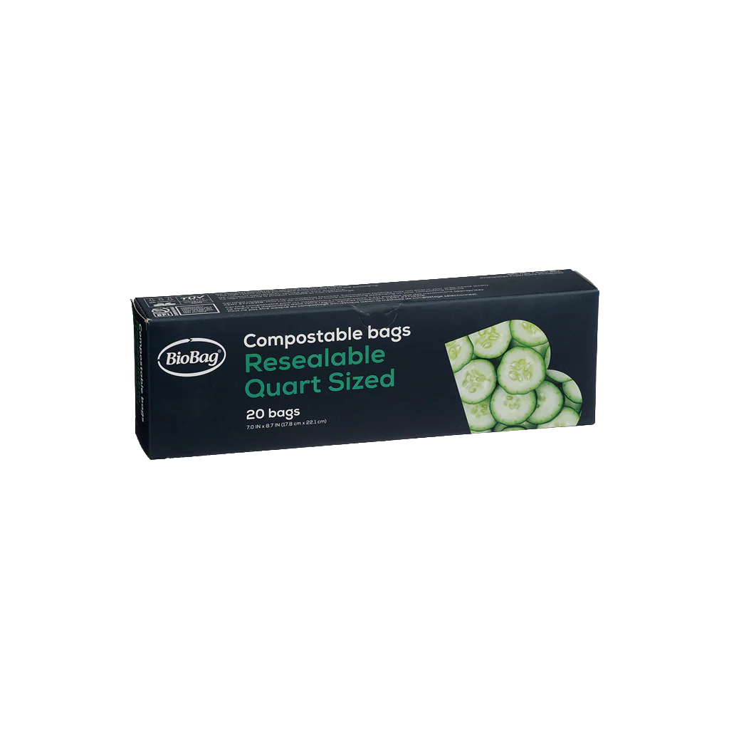 Compostable Resealable Bags - Quart (20 Pack)