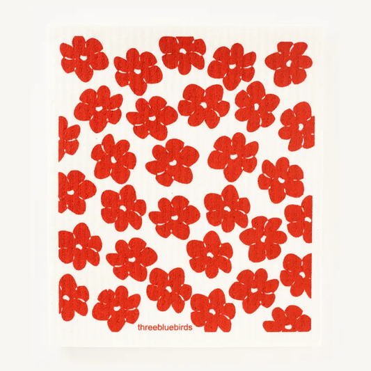 Swedish Dishcloth - Red Poppies (2-pack)