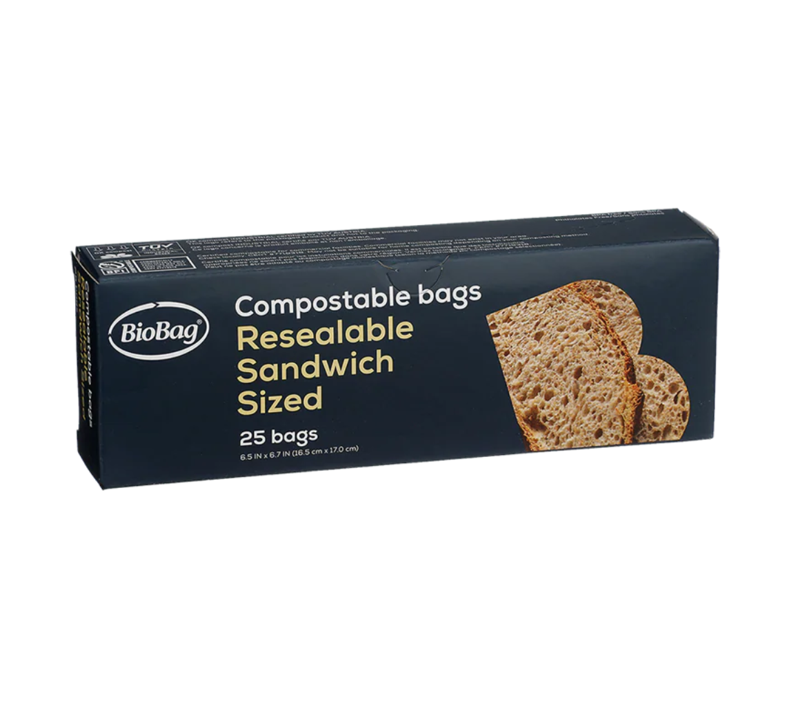 Compostable Resealable Bags - Sandwich (25 Pack)