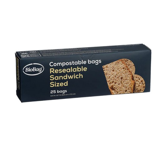 Compostable Resealable Bags - Sandwich (25 Pack)